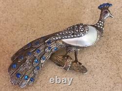 1800s ANTIQUE IMPERIAL RUSSIA RUSSIAN 84 SILVER GEMSTONE PEACOCK BROOCHE RARE