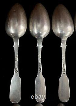 1857 Antique Russian Imperial 84 Silver Set of 12 Table Spoons Sazikov Factory