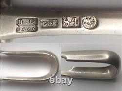 1866 Antique Imperial Russian Sterling Silver 84 Excellent Sugar Tongs (56gm)
