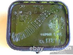 1880 Huge Antique Imperial Russian Green Glass Box for Tea 1787 Perov with Sons