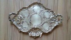 1880's Antique Imperial Russian Alex Katsch Big Silver Tray Silver Plated Marked
