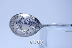 1884 Imperial Russian 84 Gold Filled Silver Tea Spoon Twisted Handle Engraved