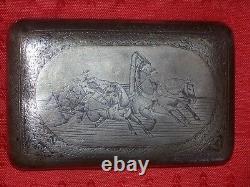1890 Rare Box Monogram Silver 84 Russian Imperial Troika Cigarette Case Antiques