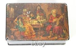 1890-s Antique Imperial Russia PERLOV Hand Painted Lacquer Box