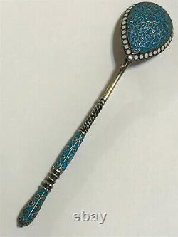 1893 Hortense Spoon Cloisonne Enamel Silver 84 Russia Imperial Klingert Antique