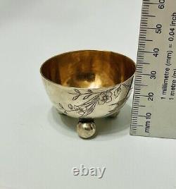 1896 Antique Imperial Russian Gilt Sterling Silver 84 Salt Cellar Bowl 21.5 gr