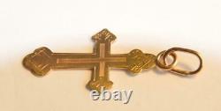 1900y RUSSIAN ROYAL IMPERIAL 56 GOLD ORTHODOX CROSS ICON PENDANT NECKLACE JESUS