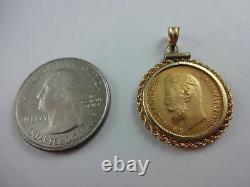 1904 Gold 5 Rouble Pendant Ruble Bezel Original Russian Imperial Antique Russia