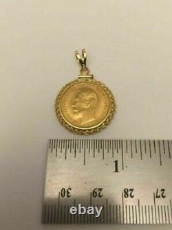 1904 Gold Coin Russian Imperial 5 Rouble Pendant Bezel Antique Russia + Gift Box