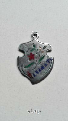 1908 Antique Imperial Russian Sterling Silver 84 Enamel Pendant Badge Signed