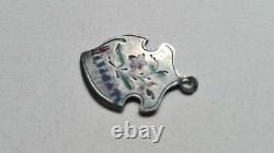 1908 Antique Imperial Russian Sterling Silver 84 Enamel Pendant Badge Signed