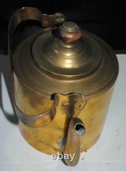 1916 WWI Huge Antique Imperial Russian Bronze Brass Teapot Kettle Signed 2.5 L
