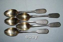 1920 Lot Of 5 Antique Imperial Russian Etched Spoon Sterling Silver 84 Art Decor