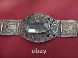 19c. Imperial Russia Antique Silver Ladies Bracelet Floral Elements