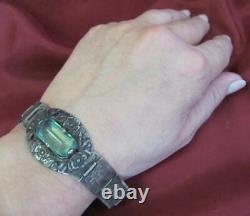 19c. Imperial Russia Antique Silver Ladies Bracelet Floral Elements