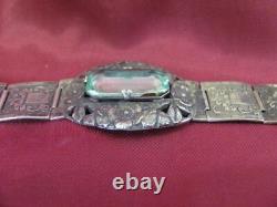 19c. Imperial Russia Antique Silver Ladies Bracelet Floral Elements