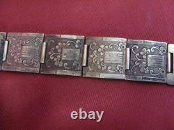 19c. Imperial Russia Antique Silver Ladies Bracelet Floral Elements