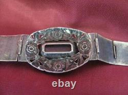 19c. Imperial Russia Antique Silver Ladies Bracelet Floral Elements