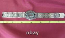 19c. Imperial Russia Antique Silver Ladies Bracelet Floral Elements