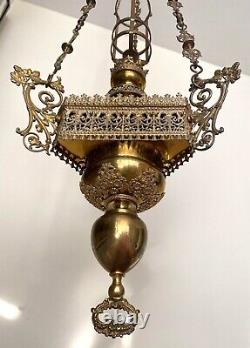 19c. RUSSIAN IMPERIAL CHURCH LAMPADA CHRISTIANITY RELIGIOUS SACRED OIL ICON LAMP