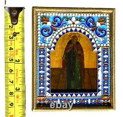 19c RUSSIAN IMPERIAL ICON CHRISTIAN SELECTED SAINTS BASIL EGG PAINTING GOD CROS