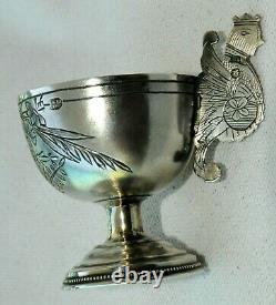 19c. RUSSIAN IMPERIAL SILVER CUP EGG HOLDER TEA COFFEE KOVSH BOWL SPOON LADLE