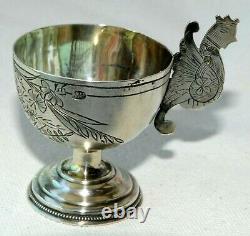 19c. RUSSIAN IMPERIAL SILVER CUP EGG HOLDER TEA COFFEE KOVSH BOWL SPOON LADLE