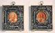 19c Russian Imperial Wedding Pair Icons Mother God Jesus Silver Enamel Painting