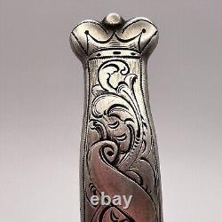 19th Original Antique Imperial Russian Pencil Crown Sterling Silver 84 Engraved