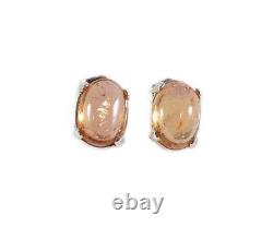 19thC Antique 6½ct Imperial Topaz+Stud Earrings Ancient Roman God Apollo Jupiter