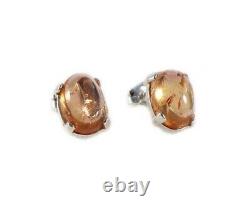 19thC Antique 6½ct Imperial Topaz+Stud Earrings Ancient Roman God Apollo Jupiter