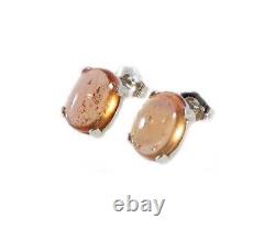 19thC Antique 6½ct Imperial Topaz+Stud Earrings Ancient Roman God Apollo Jupiter