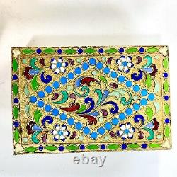 2 Antique Russian Imperial 84 Silver Match Holders Enamel
