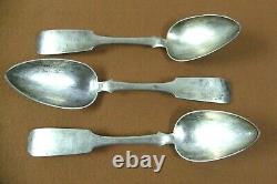 3 Antique 1858 Imperial RUSSIAN 84 STERLING SILVER LARGE SERVING SPOONS