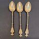 3 Demitasse Spoons Engraved Imperial Russian 84 Silver Gilt 4 3/8 Riga Muller