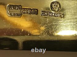 3 Monogram Russian Imperial Silver 84 Gold Color Sazikov Antiques Grand Duchess
