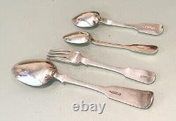 4-Piece Vintage Antique 19C Russian Imperial Silver 84 Large Spoon Fork Flatware