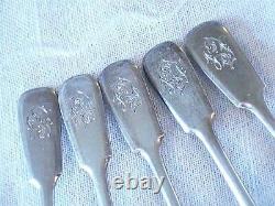 5 Original Silver 84 Monogram Spoon Set Russian Imperial Antique Russia Sterling