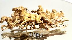 56 14k Antique Russian Imperial Yellow Gold Pin Sleigh Troika 25gr