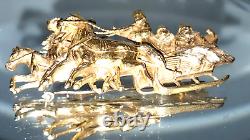 56 14k Antique Russian Imperial Yellow Gold Pin Sleigh Troika 25gr