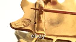 56 14k Antique Russian Imperial Yellow Gold Pin Sleigh Troika 25gr