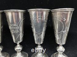 6 Imperial Russian 84 Silver BC Maker Vodka Shot Glasses As Is