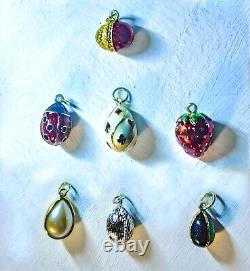 7pc Joan Rivers Faberge Egg Russian Imperial Enamel Charms Vintage Jewelry