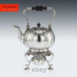 ANTIQUE 18thC IMPERIAL RUSSIAN SOLID SILVER TEA KETTLE ON STAND, MOSCOW c. 1761