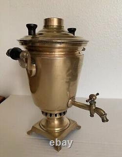 ANTIQUE 19th C IMPERIAL RUSSIAN BRASS TEA SAMOVAR by ROMANOV FACTORY TULA EGOIST