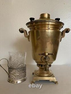 ANTIQUE 19th C IMPERIAL RUSSIAN BRASS TEA SAMOVAR by ROMANOV FACTORY TULA EGOIST