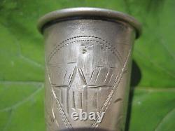 ANTIQUE IMPERIAL RUSSIAN Vodka Cup BEAKER SILVER 84 ENGRAVED SILVER