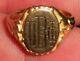 Antique C. 1890 Imperial Russian 14k Gold Crest Signet Cyrillic Pbf Ring Tuvi