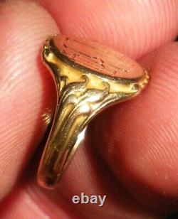 ANTIQUE c. 1890 IMPERIAL RUSSIAN 14K GOLD CREST SIGNET CYRILLIC PBF RING tuvi