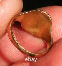 ANTIQUE c. 1890 IMPERIAL RUSSIAN 14K GOLD CREST SIGNET CYRILLIC PBF RING tuvi